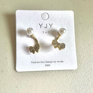 YJY pearl bow detachable earrings